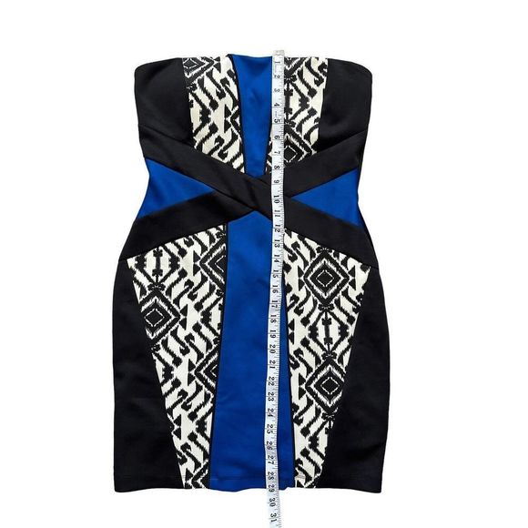 Fable Bodycon Dress Size‎ Large Black Blue White Aztec Print L - Picture 5 of 7